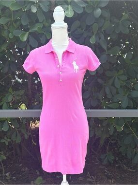 Ralph Lauren Sport Y2K Pink Polo Tee Dress with oversized embroidered “big pony”